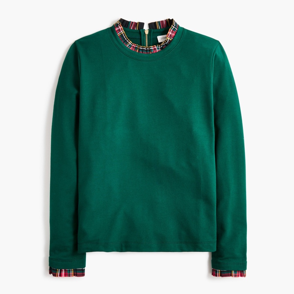 j. crew factory • tartan ruffle collar pullover